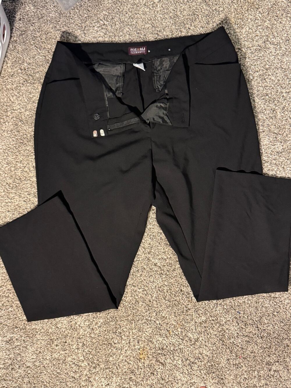 Roz & Ali The Smart Fit Black Straight Leg Dress Pants Trousers Women's Size 14